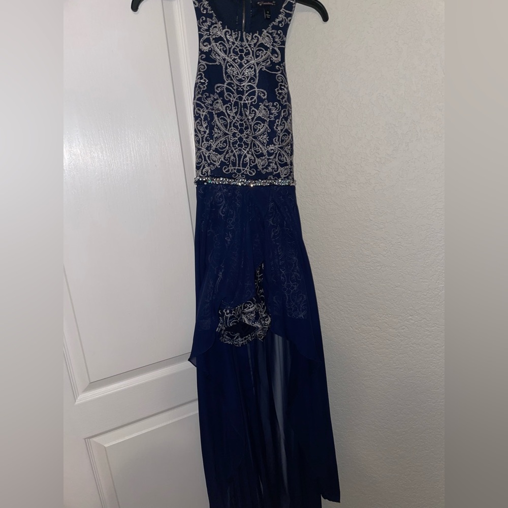 Blue romper prom dress